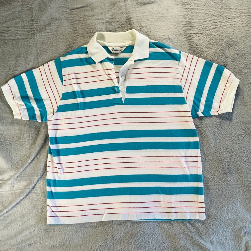 Retro Stripe‎ Polo Vintage 80s Partners by Mervyn's Size L